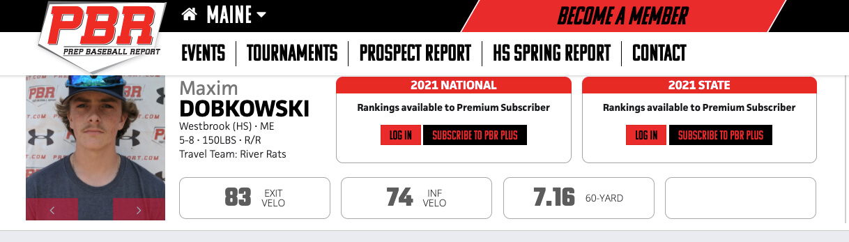 Max Dobkowski Prep Baseball Report Stats